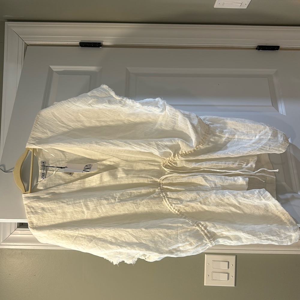 Linen white coverup for beach or pool
